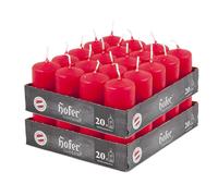 hOFER Bougies rouges 40 pièces - 4x7cm - Sans gouttes, sans parfum - Durée de combustion 11h - Bougies de décoration pour la table et l'Avent