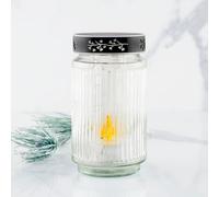HOFER KERZEN Lanterne funéraire solaire à LED en verre [transparent] Durée d'éclairage de 3 ans | Résistant aux intempéries | Étanche | Bougie funéraire solaire pour l'extérieur | Bougie LED de