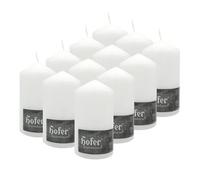 Hofer Grandes Bougies Piliers Blanches - 8 x 15 cm - Lot de 12 Bougies-Pilier à Décorer- Couleur Blanc - Longue Durée de Combustion 60 Heures - Sans Gouttes, Non-Parfumée - Qualité RAL