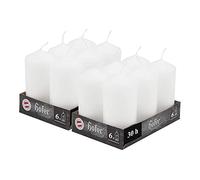 Hofer Lot de 12 Bougies Piliers Blanches - 6 X 12 cm - Longue Durée 39 Heures - Non Parfumées - Petit Bougie Décorative Non Toxique - Mariage, Noël
