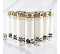 HOFER Lot de 12 grandes bougies funéraires, avec couvercle, blanches, durée de combustion de 120 à 140 heures de combustion, avec couvercle, bougie funéraire, bougie de cimetière, bougies pour