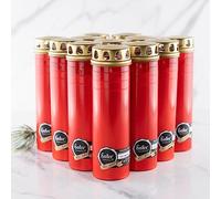 Hofer Lot de 12 grandes bougies funéraires avec couvercle Rouge Durée de combustion 120 à 140 heures Bougies de condoléances avec couvercle Bougie funéraire Bougie de cimetière Bougies pour décoration