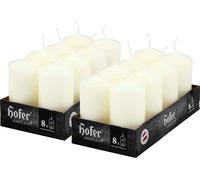 HOFER Lot de 16 bougies - 4,5x9 cm - Ivoire Ivory Creme - 12h de combustion - sans gouttes Bougies en colonne pour la décoration et la table
