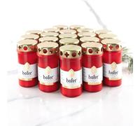 HOFER Lot de 20 Petites Bougies Funéraires Rouges Avec Couvercle - Durée de Combustion 46-54 Heures - Pour Condoléances et Cimetière