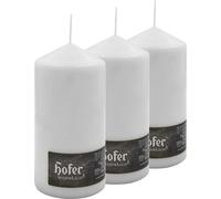 HOFER Lot de 3 bougies - 10x20 cm, bougies blanches en forme de colonne, longue durée de combustion 110h, bougies de décoration pour table, mariage, fête