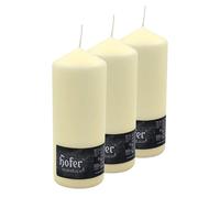 hOFER Lot de 3 bougies - 8 x 20 cm ivoire - sans parfum - 80h de combustion - sans gouttes - bougies décoratives pour mariage et gastronomie