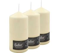 HOFER Lot de 3 bougies - Grandes bougies de pilier - 10 x 20 cm - 110h de combustion - Ivoire Ivory - Sans gouttes