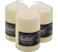 HOFER Lot de 3 bougies ivoire - 8 x 13 cm - 48h de combustion - Sans parfum - Idéal pour mariage, décoration de table & Avent