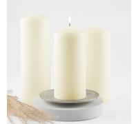 HOFER Lot de 3 bougies piliers 68 x 150-210 mm - Durée de combustion : environ 45 à 96 h - Ivoire
