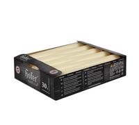 Hofer Lot de 30 Bougies pour Chandelles Ø 2,3 x 25 cm - 30 Bougies Coniques Professionnelles Anti-goutte de Couleur Ivoire Naturelle, Durée Environ 7 h, Boîte de 30 Pièces