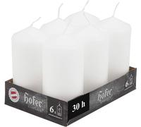 HOFER Lot de 6 bougies - 6x12 cm - Bougies de pilier, 39h de combustion, bougies décoratives blanches, sans gouttes, pour mariage & fête
