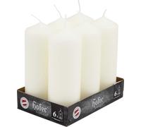HOFER Lot de 6 bougies - 6x16,5 cm - Ivory, 54h de combustion - Sans gouttes, Non parfumé - Bougies décoratives pour colonnes