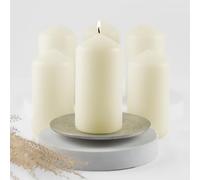 HOFER Lot de 6 bougies piliers 60 x 120 mm - Ivoire, crème, champagne - Durée de combustion particulièrement longue d'environ 39 heures - Bougies piliers épaisses - Grand paquet