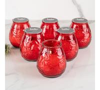 HOFER Lot de 6 photophores de bistrot rouge coquelicot | Bougie d'extérieur de qualité supérieure dans un verre | Bougies d'extérieur pour marché de l'Avent | Marché de Noël | Fête de jardin |