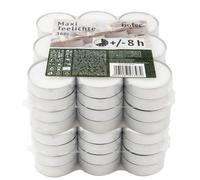 hOFER Maxi bougies à chauffe-plat 72 pièces - 57 mm - 8 heures de combustion - Sans gouttes ni parfum - Bougies en cire blanche dans un étui métallique