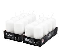 Hofer Petite Bougies Pilier - Lot de 16 Bougies Blanches Sans Parfum - 4,5 x 9 cm - 15 Heures Longue Durée de Bougie pour Déco - Cire Qui ne Coule Pas - Non Toxique - Mèche Sans Fumée