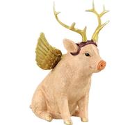 HOFF-Interieur 2006 Tirelire "FLYING PIG" ca. 14x11x18,5cm cochon volant avec bois de cerf multicolore