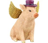 HOFF-Interieur 2007 Tirelire "FLYING PIG" ca. 14x11x13,5cm cochon volant avec chapeau multicolore