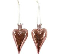 Hoff INTERIEUR 3127 Cœurs à suspendre Lot de 2 BIJOUX EN VERRE Cœurs taille unique : env. 6x13x2,5cm
