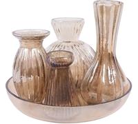 HOFF-Interieur 7061 Ensemble de vases "POESIE" Set 5 pièces Vases : ø5x4,ø4x7+ø5x13+ø7x10,5cm verre