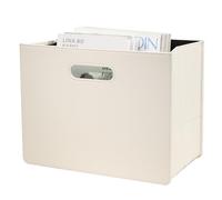 HofferRuffer Porte-revues en cuir avec poignée, panier de rangement pliable, multi-usages, blanc, 26,4 x 34,7 x 19,6 cm