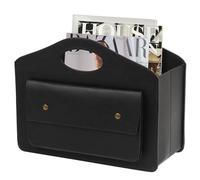 HofferRuffer Porte-revues en cuir avec poignée, porte-journaux pliable avec petite poche avant, panier de rangement
