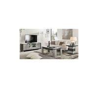 HOFFMAN - Ensemble Meuble TV + Table d'Appoint + Table Basse à 4 Pieds -
