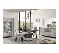 HOFFMAN - Ensemble Séjour avec Table de Repas à Pied Central - Altobuy Gris