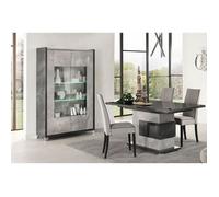 HOFFMAN - Ensemble Vitrine 2P + Table de Repas à Pied Central - Altobuy Gris