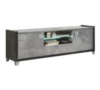 AltoBuy Hoffman - Meuble TV 2 Portes 160cm Gris Aspect Pierre avec LED