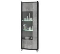 HOFFMAN - Vitrine 1 Porte Réversible Gris Aspect Pierre avec Led -