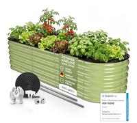 HOFGARTEN 200x60x42cm Potager Surélevé de Jardin [Kit Modulaire 6-en-1] Bac Potager Extérieur à Fond Ouvert en Acier Galvanisé Premium Zn-Al-MG, Durable & Antirouille - Modèle QuickGrow (Vert)