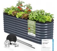 HOFGARTEN Bac Potager Surélevé Acier 200x60x64 cm, 6-en-1, Anthracite | 6 configurations, 64 cm de haut, fond ouvert, acier galvanisé Zn-Al-Mg, stable et antirouille, jardinage confortable