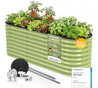 HOFGARTEN Bac Potager Surélevé Acier 200x60x64 cm, 6-en-1, Vert | 6 configurations, 64 cm de haut, fond ouvert, acier galvanisé Zn-Al-Mg, stable et antirouille, jardinage confortable
