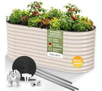 HOFGARTEN Grande Jardinière Extérieure XXL 200x80x78 cm, Acier, Blanc Crème