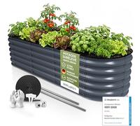 HOFGARTEN Potager Surélevé Métal 200x60x42 cm, Kit 6-en-1, Anthracite