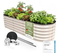 HOFGARTEN Potager Surélevé Métal 200x60x42 cm, Kit 6-en-1, Blanc Crème