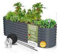 HOFGARTEN® QuickGrow Plus - Potager Surélevé 200x60x60 cm | Bac Potager Exterieur en Acier Galvanisé pour Jardin | Fond Ouvert | Modulaire | pour Légumes, Herbes, Fleurs (Anthracite, 60 cm Haut)