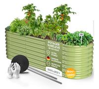 HOFGARTEN® QuickGrow Plus - Potager Surélevé 200x60x60 cm | Bac Potager Exterieur en Acier Galvanisé pour Jardin | Fond Ouvert | Modulaire | pour Légumes, Herbes, Fleurs (Vert, 60 cm Haut)