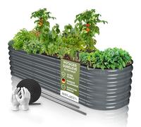 HOFGARTEN® QuickGrow - Potager Surélevé 200x60x42 cm | Bac Potager Exterieur en Acier Galvanisé pour Jardin | Fond Ouvert | Modulaire | pour Légumes, Herbes, Fleurs (Anthracite, 42 cm Haut)