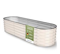HOFGARTEN ® QuickGrow Potager Surélevé en Acier Galvanisé | Inoxydable | Bac Potager Exterieur | Jardinière avec Base Ouverte | 200L x 60l x 42H cm | Légumes, d'Herbes, Fleurs (BlancCrème, 42 cm haut)