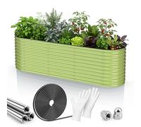 HOFGARTEN® QuickGrow XL - Potager Surélevé 260x80x78 cm | Bac Potager Exterieur en Acier Galvanisé pour Jardin | Fond Ouvert | pour Légumes, Herbes, Fleurs (Vert, 78 cm Haut)
