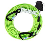 Hofleine 9M Profi Câble en acier inoxydable 1000 LBS avec tampon à ressort, pour grands chiens - Laisse extra longue pour enclos extérieur et excursions de chasse (étanche + certifiée TÜV)