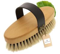 HOFMEISTER® Brosse à chevaux en hêtre et cuir - Brosse de qualité supérieure pour l'entretien du cheval, idéale pour le toilettage et le massage - Manipulation robuste, idée cadeau pour les amateurs