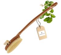 HOFMEISTER® Brosse de bain avec poils naturels doux en bois de poire, longueur 44 cm, fabriquée en Allemagne