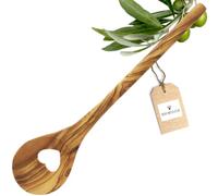 HOFMEISTER® Cuillère de cuisine géante en bois de hêtre, de cerisier ou d'olivier résistante à la chaleur, antibactérienne (cuillère de cuisine ronde en bois d'olivier avec cœur | 30 cm, 1)