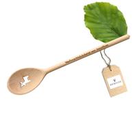 HOFMEISTER Cuillère de cuisine ovale personnalisée en forme de renne pour la Saint-Nicolas, Noël et l'Avent - Avec texte souhaité - Collègues, amis et famille - Cadeau en bois de hêtre - 30 cm
