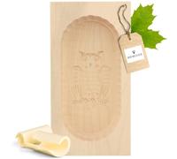 Hofmeister Holzwaren Square beurrier 19x9,6x4,3 cm pour 250 g avec Motif (Hibou)
