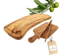 HOFMEISTER® Kit de barbecue en bois d'olivier - Planche à découper, planche de service et pince à barbecue - Vaisselle en bois de qualité supérieure pour barbecue, barbecue et cuisine - Idée cadeau