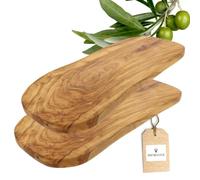 HOFMEISTER® Lot de 2 planches à découper en bois d'olivier, planche robuste en olivier pour découper, petit-déjeuner, planche de service, planche en bois, forme naturelle, 40 x 18,5 x 1,5 cm (2